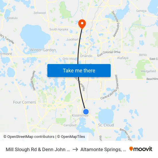 Mill Slough Rd & Denn John Ln to Altamonte Springs, FL map
