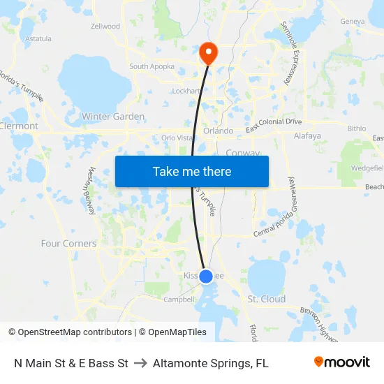 N Main St & E Bass St to Altamonte Springs, FL map