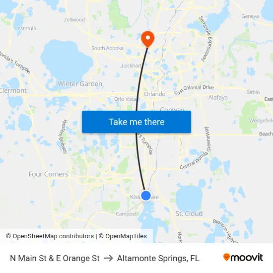 N Main St & E Orange St to Altamonte Springs, FL map