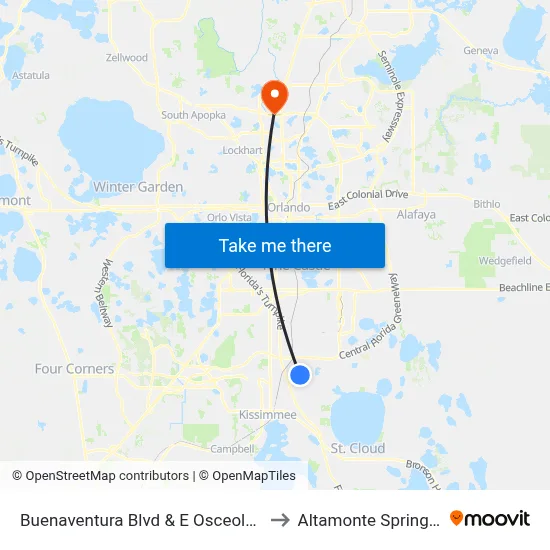 Buenaventura Blvd & E Osceola Pkwy to Altamonte Springs, FL map