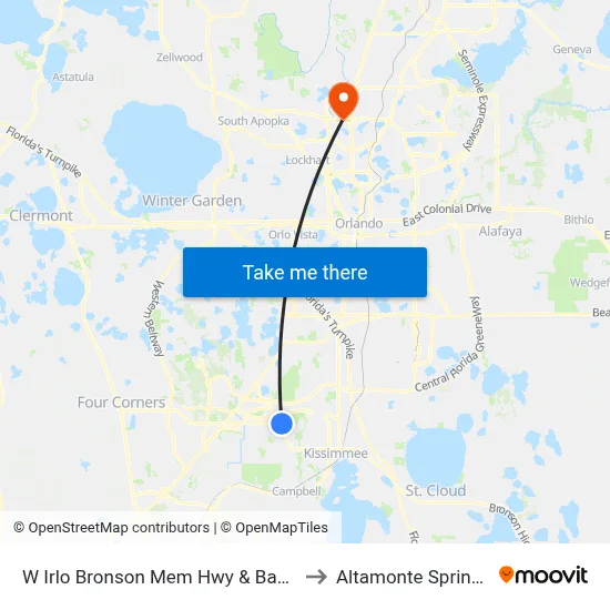 W Irlo Bronson Mem Hwy & Bamboo Ln to Altamonte Springs, FL map