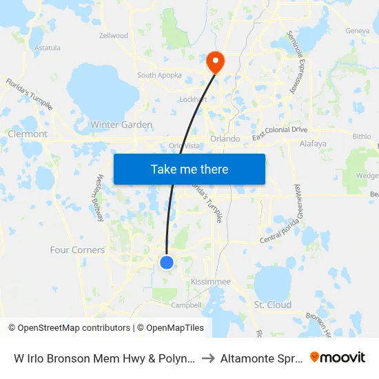 W Irlo Bronson Mem Hwy & Polynesian Isle Blvd to Altamonte Springs, FL map