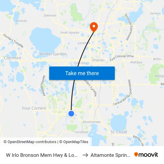 W Irlo Bronson Mem Hwy & Locksley Ln to Altamonte Springs, FL map
