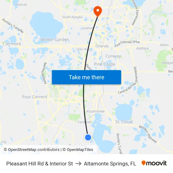Pleasant Hill Rd & Interior St to Altamonte Springs, FL map
