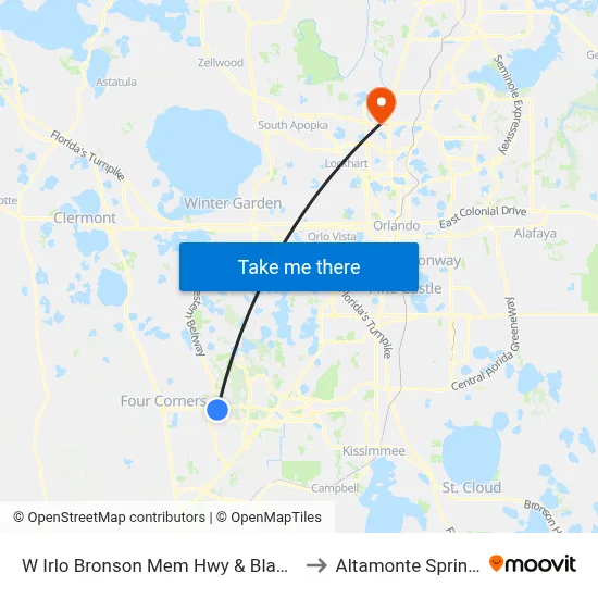 W Irlo Bronson Mem Hwy & Black Lake Rd to Altamonte Springs, FL map