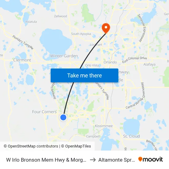 W Irlo Bronson Mem Hwy & Morgan Williams Rd to Altamonte Springs, FL map