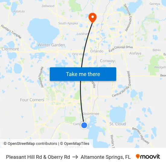 Pleasant Hill Rd & Oberry Rd to Altamonte Springs, FL map