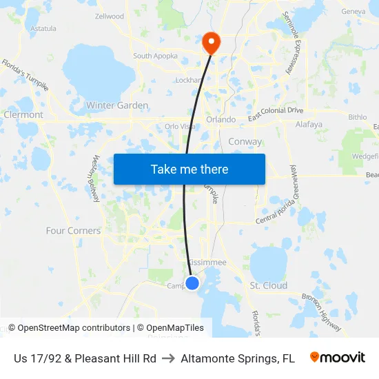 Us 17/92 & Pleasant Hill Rd to Altamonte Springs, FL map