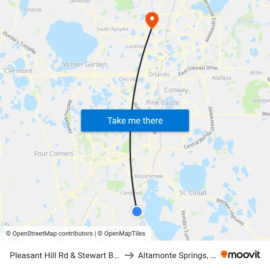 Pleasant Hill Rd & Stewart Blvd to Altamonte Springs, FL map