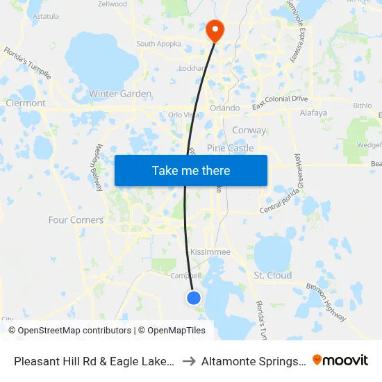 Pleasant Hill Rd & Eagle Lake Blvd to Altamonte Springs, FL map