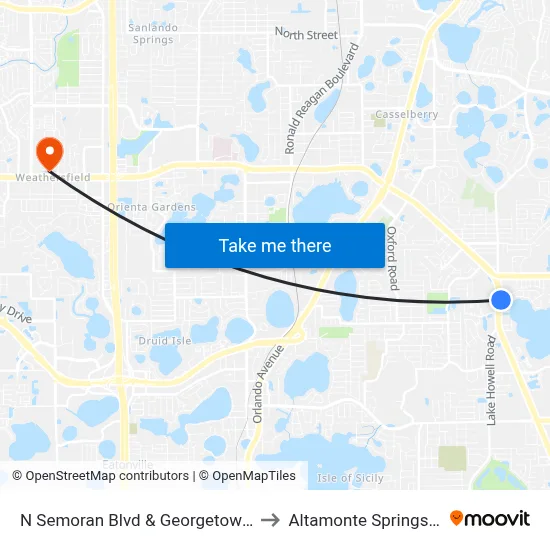 N Semoran  Blvd & Georgetown  Dr to Altamonte Springs, FL map
