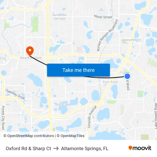 Oxford Rd & Sharp Ct to Altamonte Springs, FL map