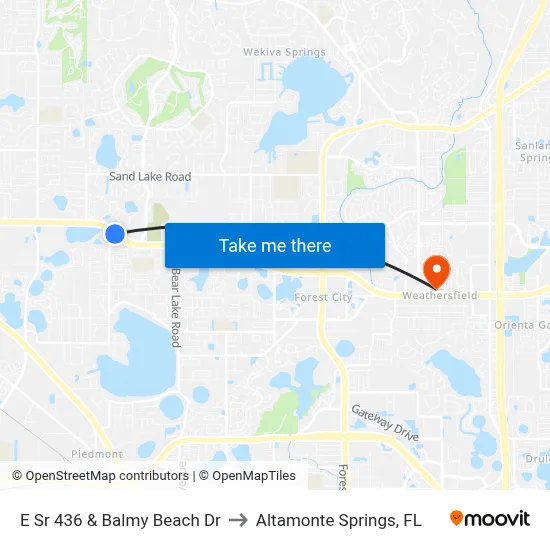 E Sr 436 & Balmy Beach Dr to Altamonte Springs, FL map