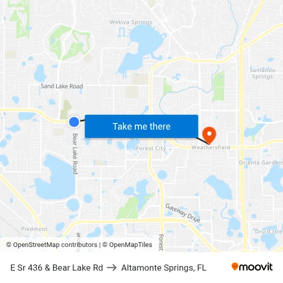 E Sr 436 & Bear Lake Rd to Altamonte Springs, FL map