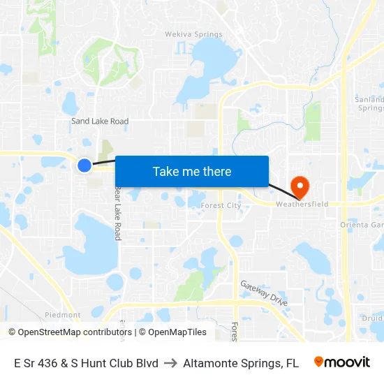 E Sr 436 & S Hunt Club Blvd to Altamonte Springs, FL map