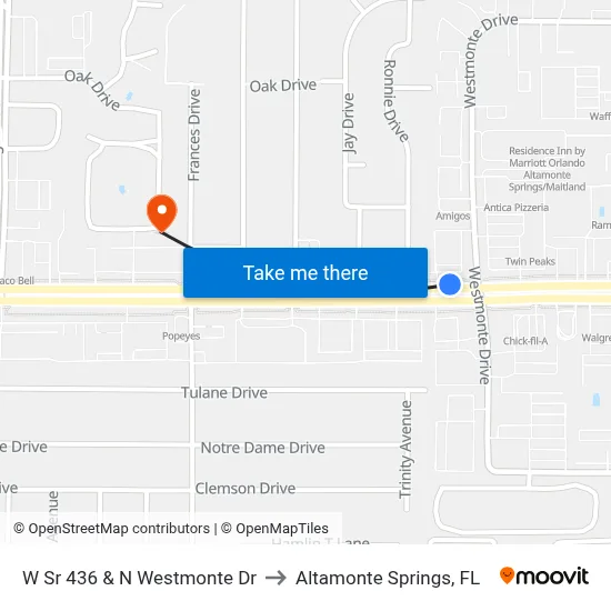 W Sr 436 & N Westmonte Dr to Altamonte Springs, FL map