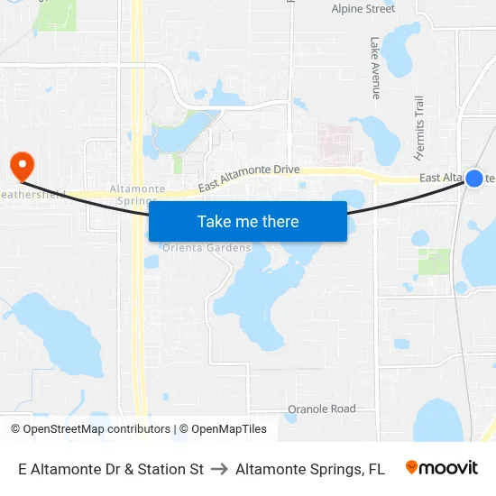 E Altamonte Dr & Station St to Altamonte Springs, FL map
