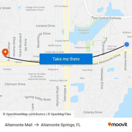 Altamonte Mall to Altamonte Springs, FL map
