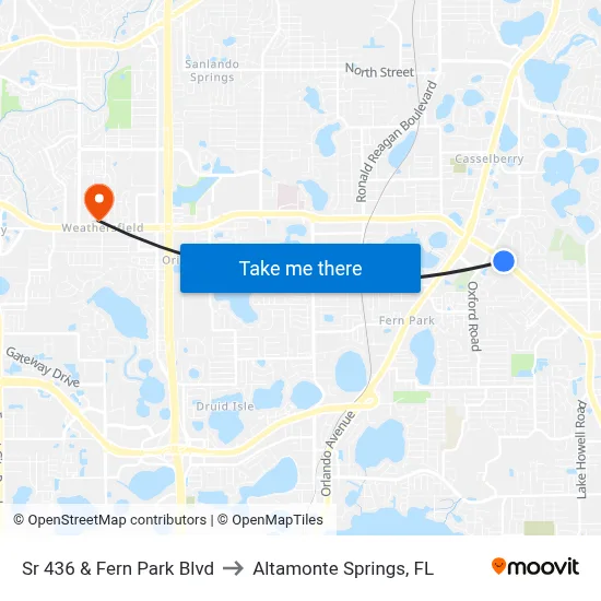 Sr 436 & Fern Park Blvd to Altamonte Springs, FL map