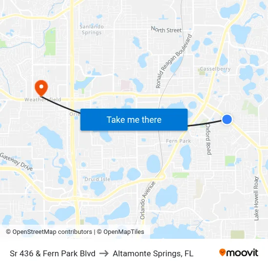 Sr 436 & Fern Park Blvd to Altamonte Springs, FL map