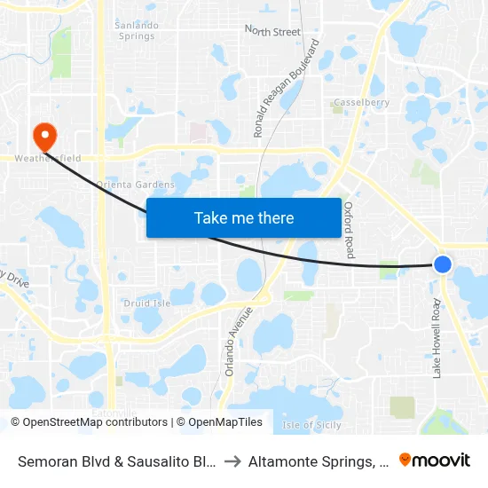 Semoran Blvd & Sausalito Blvd to Altamonte Springs, FL map