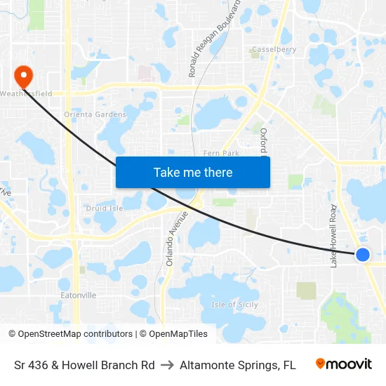 Sr 436 & Howell Branch Rd to Altamonte Springs, FL map