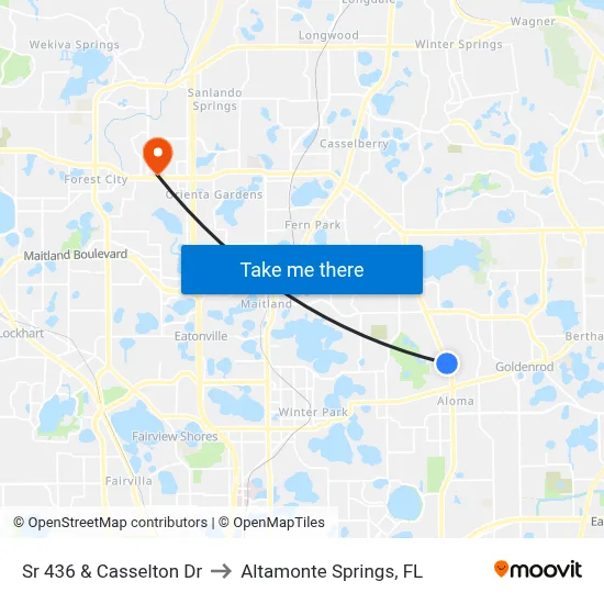 Sr 436 & Casselton Dr to Altamonte Springs, FL map