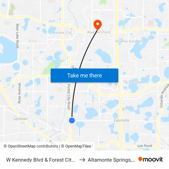 W Kennedy Blvd & Forest City Rd to Altamonte Springs, FL map