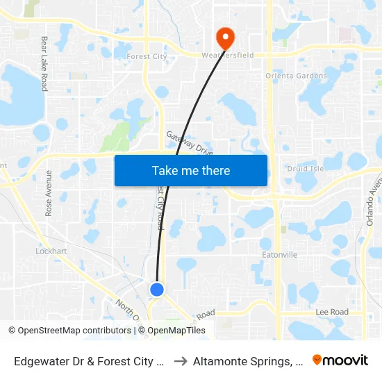 Edgewater Dr & Forest City Rd to Altamonte Springs, FL map