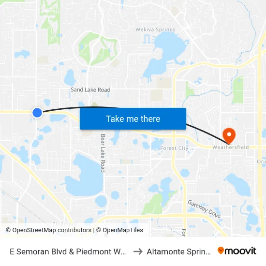 E Semoran Blvd & Piedmont Wekiwa Rd to Altamonte Springs, FL map