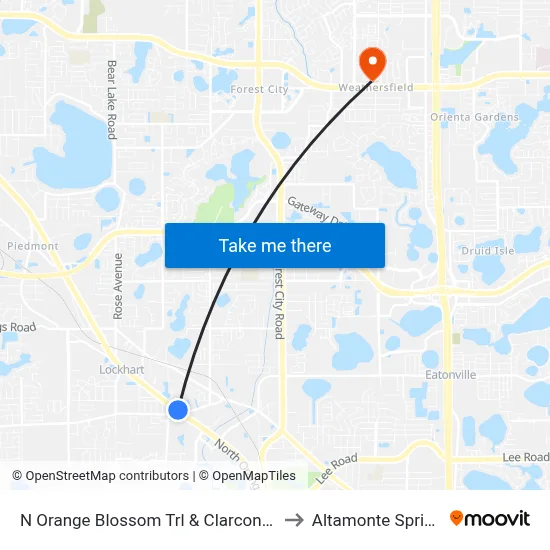 N Orange Blossom Trl & Clarcona Ocoee Rd to Altamonte Springs, FL map
