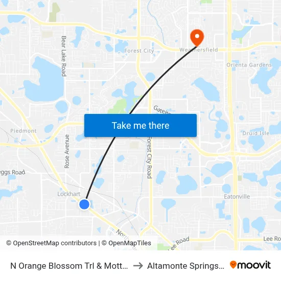 N Orange Blossom Trl & Mott Ave to Altamonte Springs, FL map