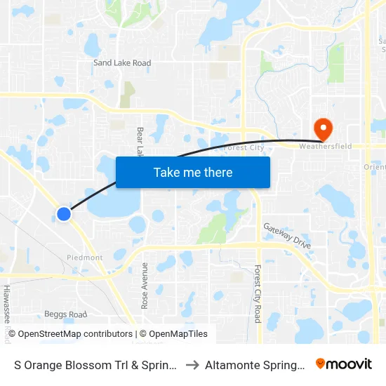 S Orange Blossom Trl & Sprint Blvd to Altamonte Springs, FL map