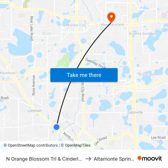 N Orange Blossom Trl & Cinderlane Pkwy to Altamonte Springs, FL map