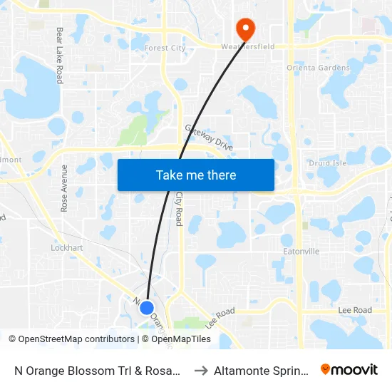 N Orange Blossom Trl & Rosamond Dr to Altamonte Springs, FL map