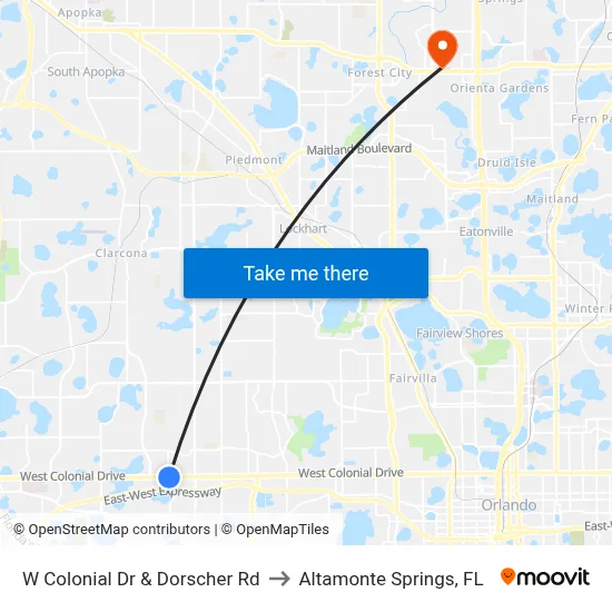 W Colonial Dr & Dorscher Rd to Altamonte Springs, FL map