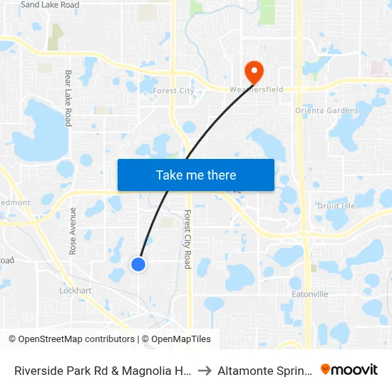 Riverside Park Rd & Magnolia Homes Rd to Altamonte Springs, FL map