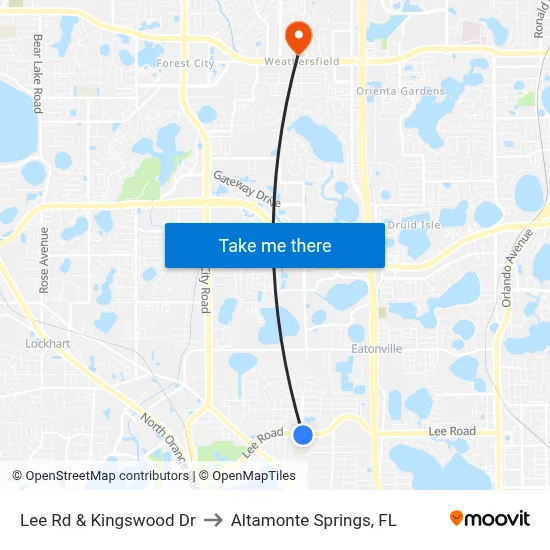Lee Rd & Kingswood Dr to Altamonte Springs, FL map