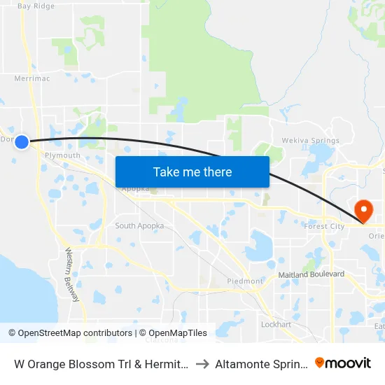 W Orange Blossom Trl & Hermit Smith Rd to Altamonte Springs, FL map