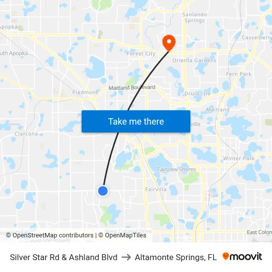 Silver Star Rd & Ashland Blvd to Altamonte Springs, FL map