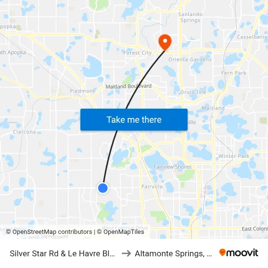 Silver Star Rd & Le Havre Blvd to Altamonte Springs, FL map