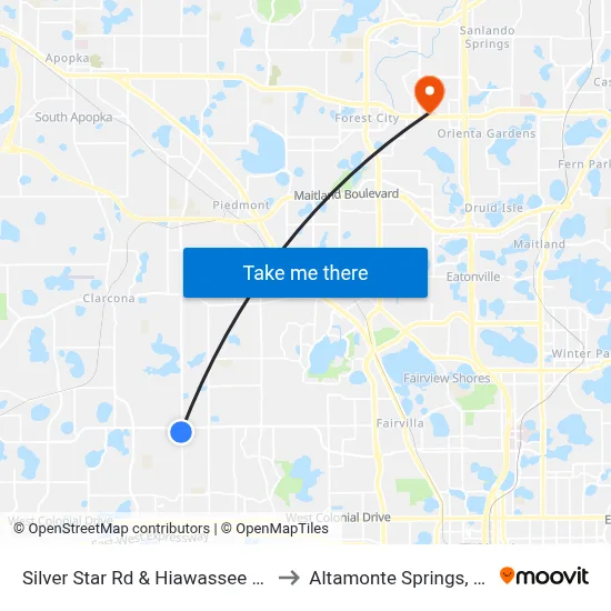 Silver Star Rd & Hiawassee Rd to Altamonte Springs, FL map