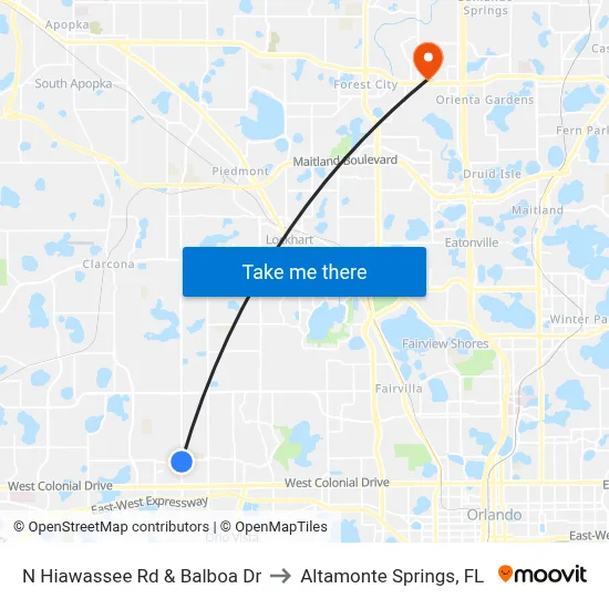 N Hiawassee Rd & Balboa Dr to Altamonte Springs, FL map