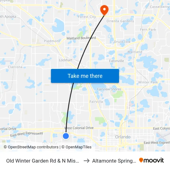 Old Winter Garden Rd & N Mission Rd to Altamonte Springs, FL map