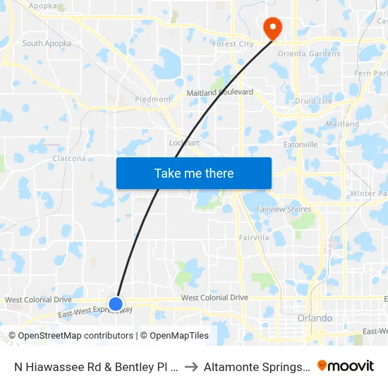 N Hiawassee Rd & Bentley Pl Way to Altamonte Springs, FL map