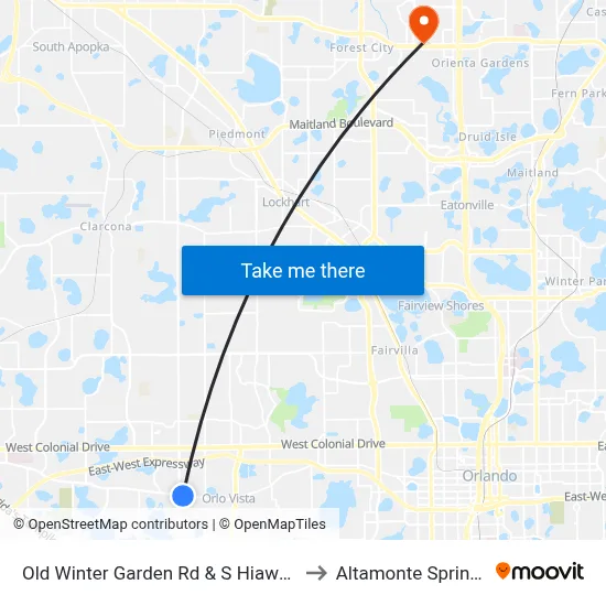 Old Winter Garden Rd & S Hiawassee Rd to Altamonte Springs, FL map