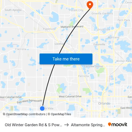 Old Winter Garden Rd & S Powers Dr to Altamonte Springs, FL map