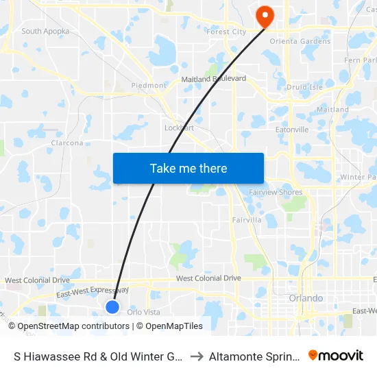 S Hiawassee Rd & Old Winter Garden Rd to Altamonte Springs, FL map