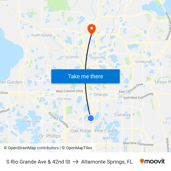 S Rio Grande Ave & 42nd St to Altamonte Springs, FL map