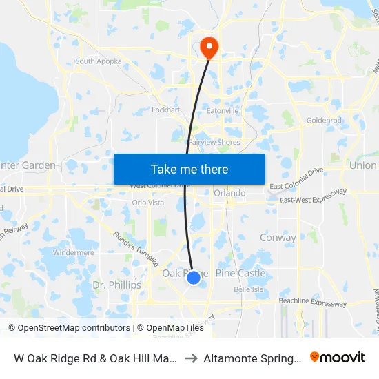 W Oak Ridge Rd & Oak Hill Manor Dr to Altamonte Springs, FL map